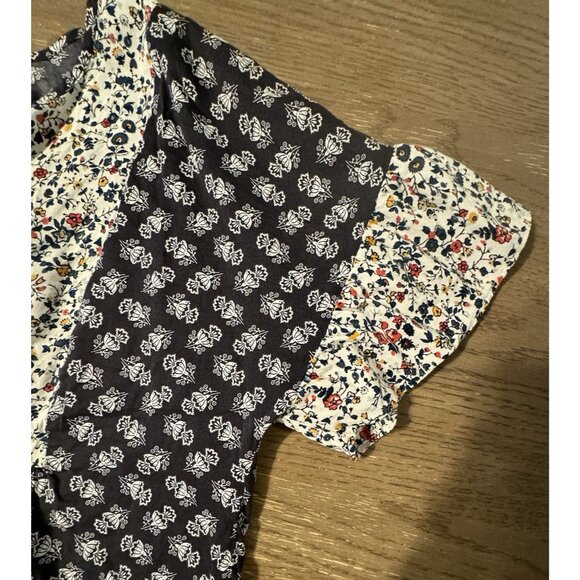 Madewell XS Flutter Sleeve Floral Smocked Top V neck fairy cottage Short Sleeve - Picture 5 of 9